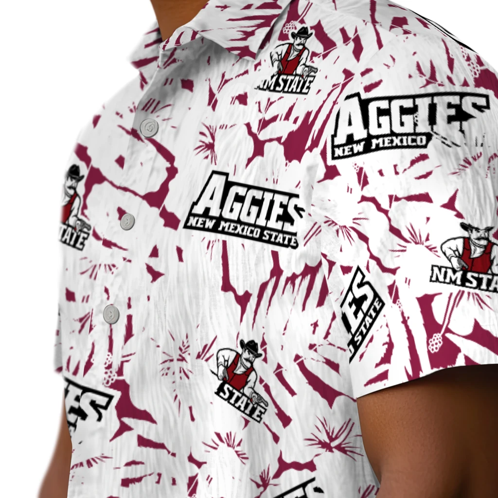 New Mexico State Aggies Hawaiian Shirt - Hibiscus Overlay new mexico state aggies hibiscus overlay hawaiian shirts trendy