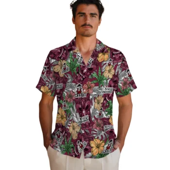 new mexico state aggies tiki jungle crimson hawaiian shirts fashion forward