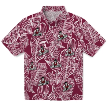 new mexico state aggies leaf outline crimson hawaiian shirts best selling