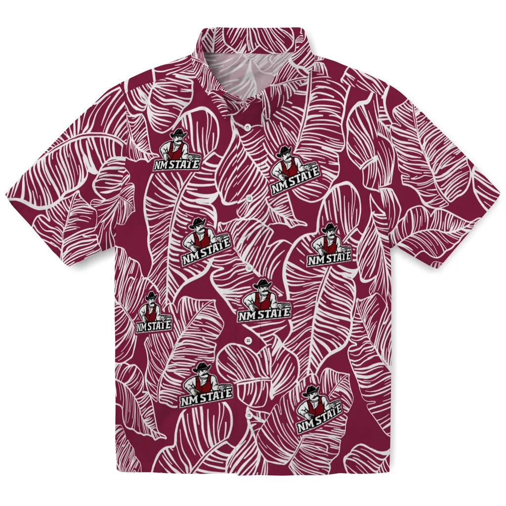 New Mexico State Aggies Hawaiian Shirt - Leaf Outline new mexico state aggies leaf outline crimson hawaiian shirts best selling