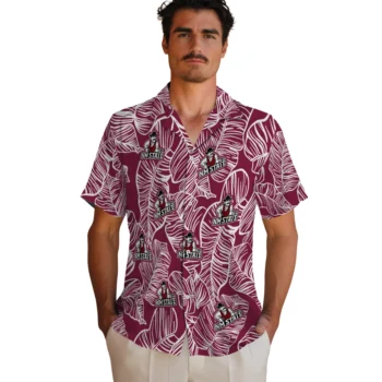 new mexico state aggies leaf outline crimson hawaiian shirts fashion forward