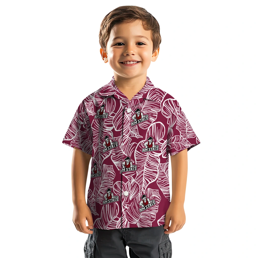 New Mexico State Aggies Hawaiian Shirt - Leaf Outline new mexico state aggies leaf outline crimson hawaiian shirts top rated