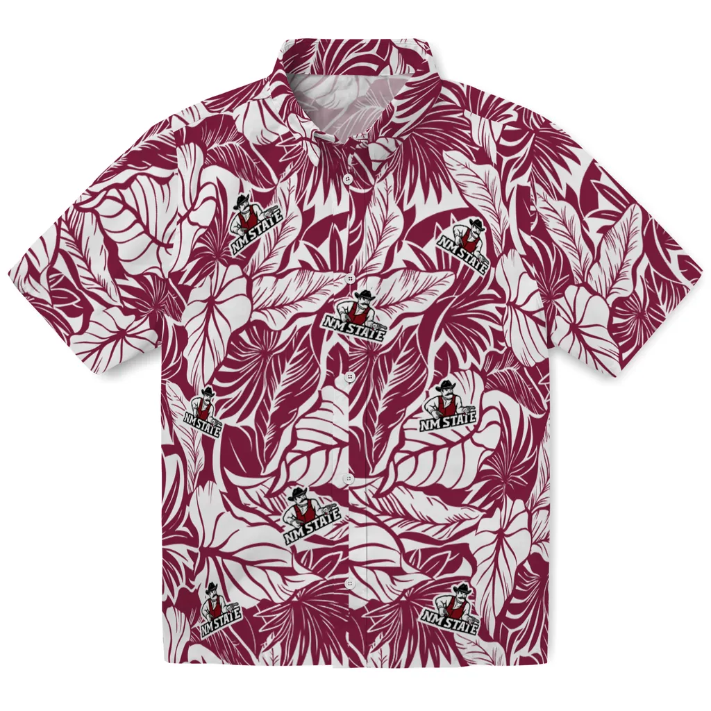 New Mexico State Aggies Hawaiian Shirt - Monstera Layer new mexico state aggies monstera layer crimson hawaiian shirts best selling