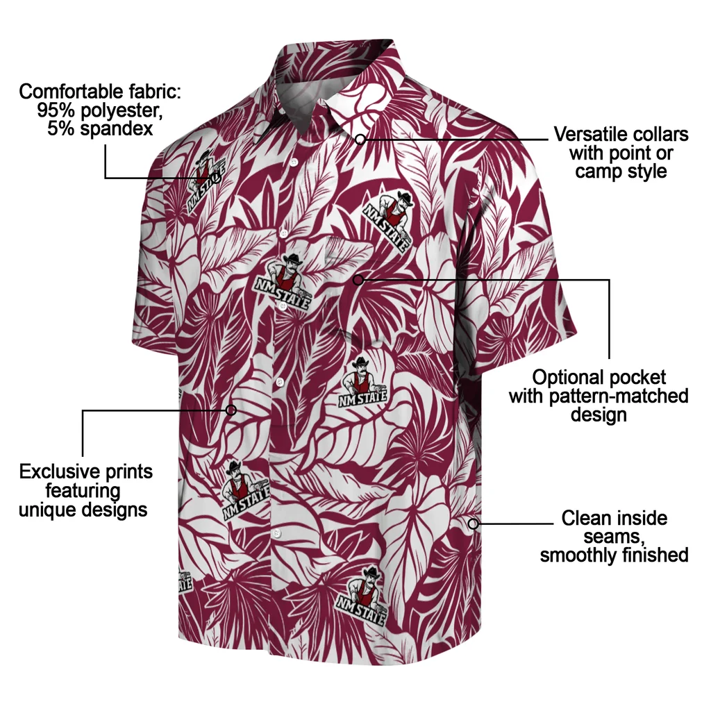 New Mexico State Aggies Hawaiian Shirt - Monstera Layer new mexico state aggies monstera layer crimson hawaiian shirts new arrival