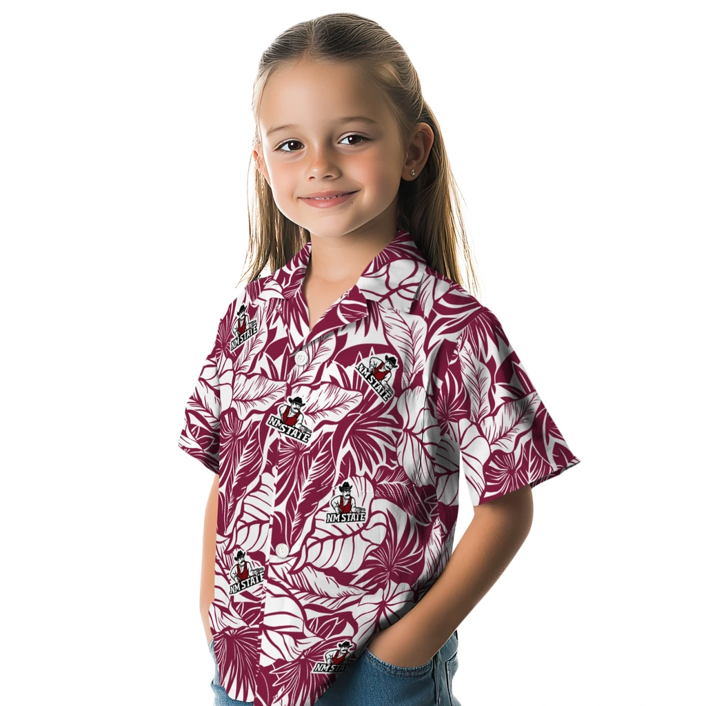 New Mexico State Aggies Hawaiian Shirt - Monstera Layer new mexico state aggies monstera layer crimson hawaiian shirts premium grade