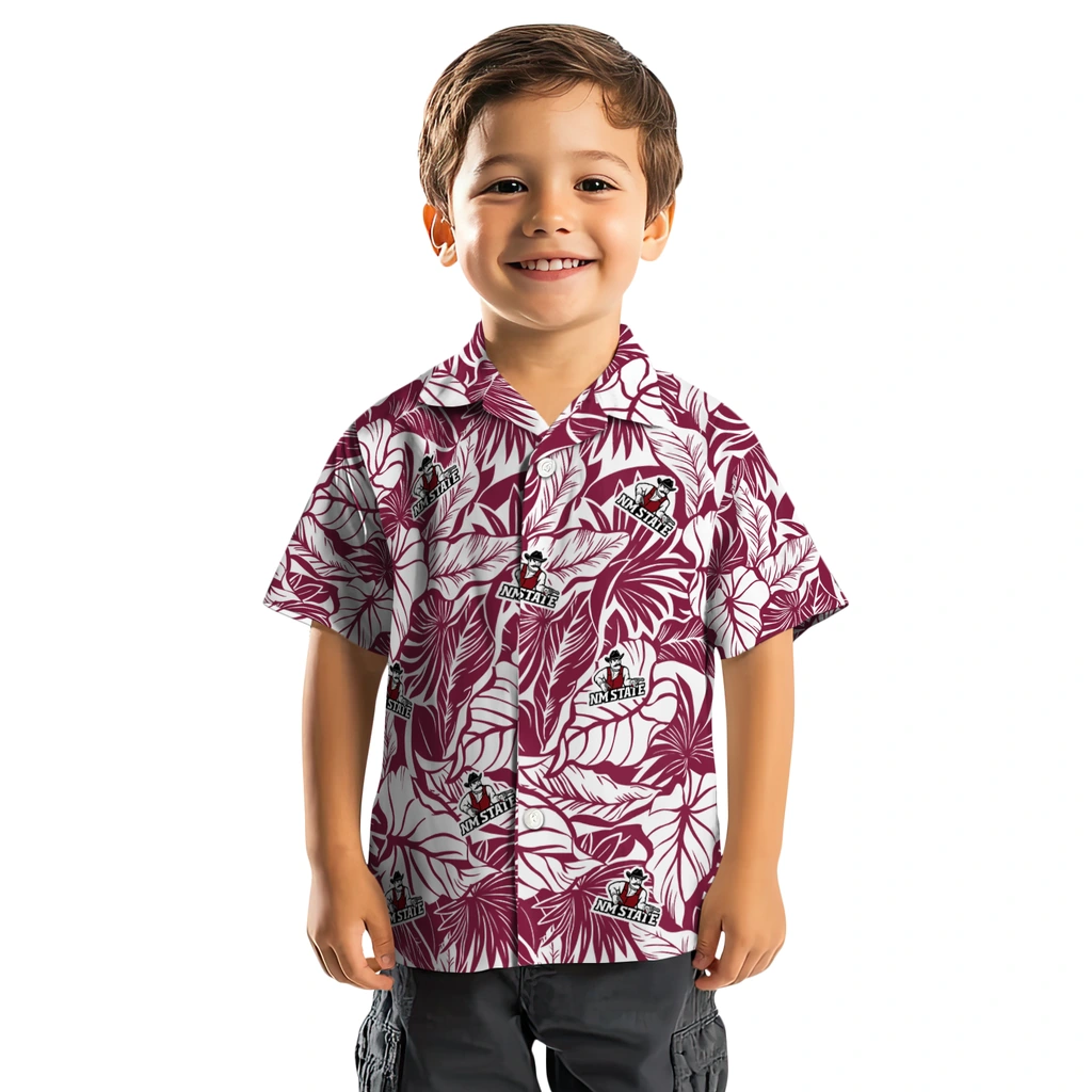 New Mexico State Aggies Hawaiian Shirt - Monstera Layer new mexico state aggies monstera layer crimson hawaiian shirts top rated