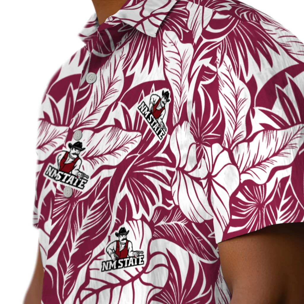 New Mexico State Aggies Hawaiian Shirt - Monstera Layer new mexico state aggies monstera layer crimson hawaiian shirts trendy
