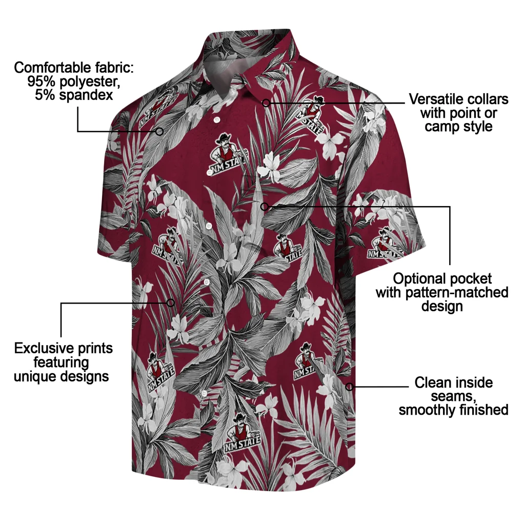 New Mexico State Aggies Hawaiian Shirt - Palm Leaves new mexico state aggies palm leaves crimson hawaiian shirts new arrival