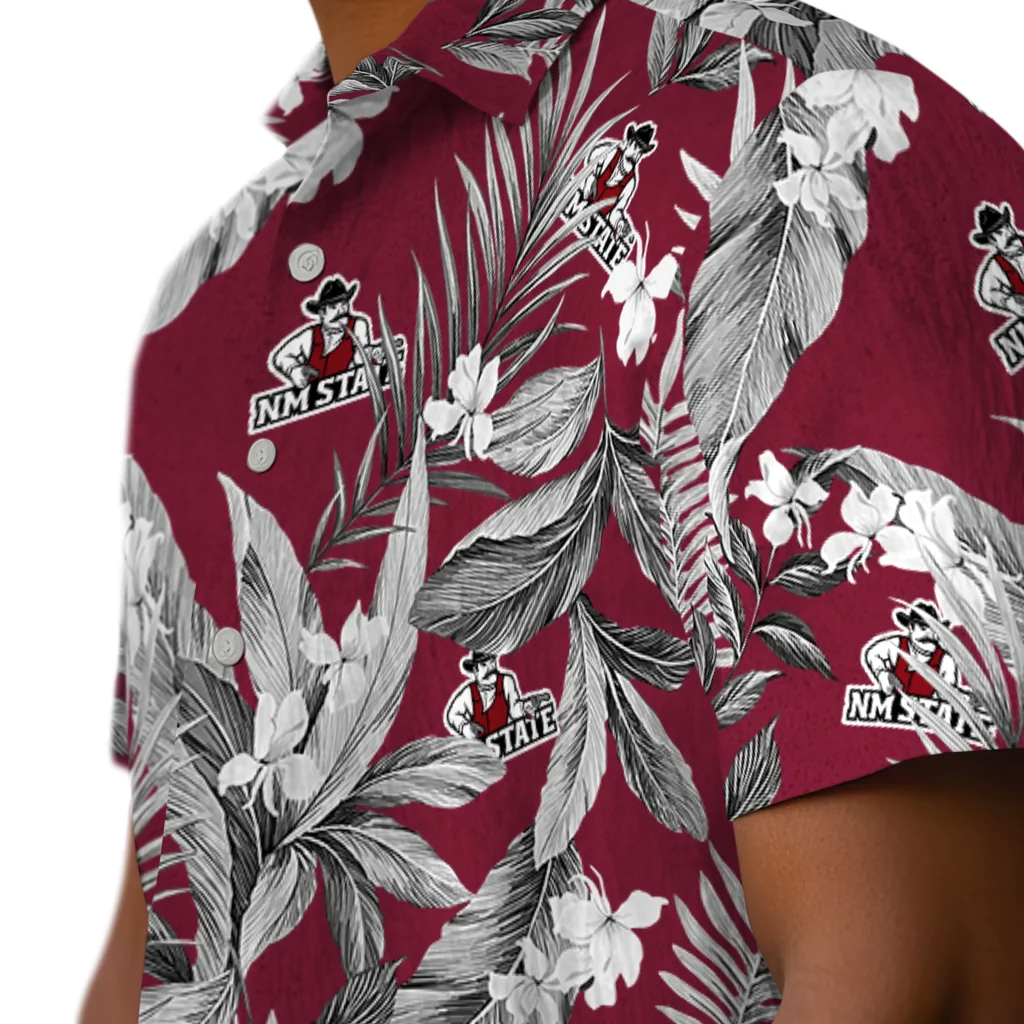 New Mexico State Aggies Hawaiian Shirt - Palm Leaves new mexico state aggies palm leaves crimson hawaiian shirts trendy