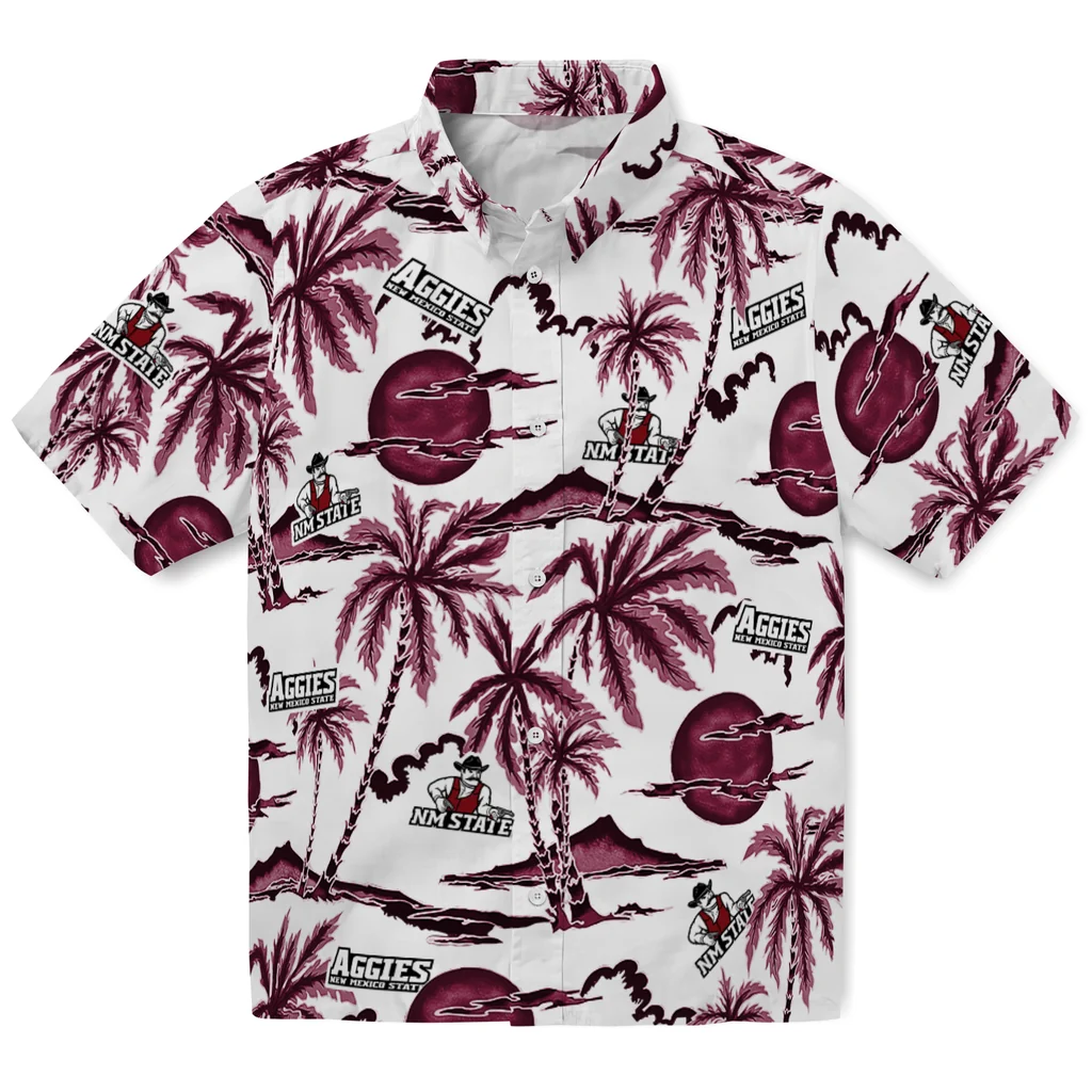 New Mexico State Aggies Hawaiian Shirt - Palm Sunset new mexico state aggies palm sunset hawaiian shirts best selling