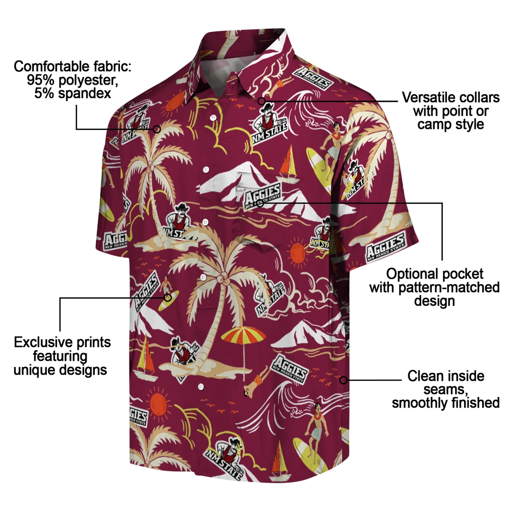 New Mexico State Aggies Hawaiian Shirt - Palm Tree Island new mexico state aggies palm tree island crimson hawaiian shirts new arrival