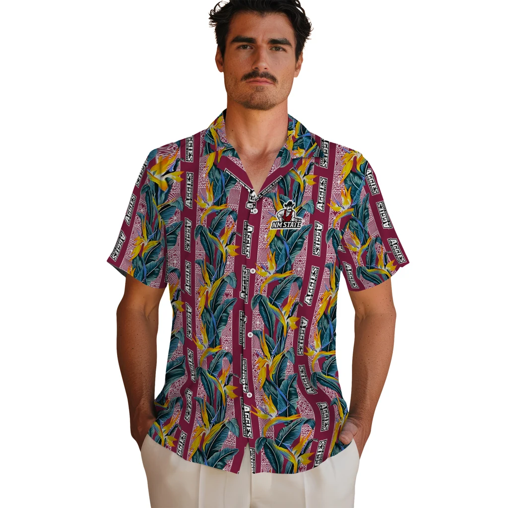 New Mexico State Aggies Hawaiian Shirt - Paradise Vines new mexico state aggies paradise vines crimson hawaiian shirts fashion forward