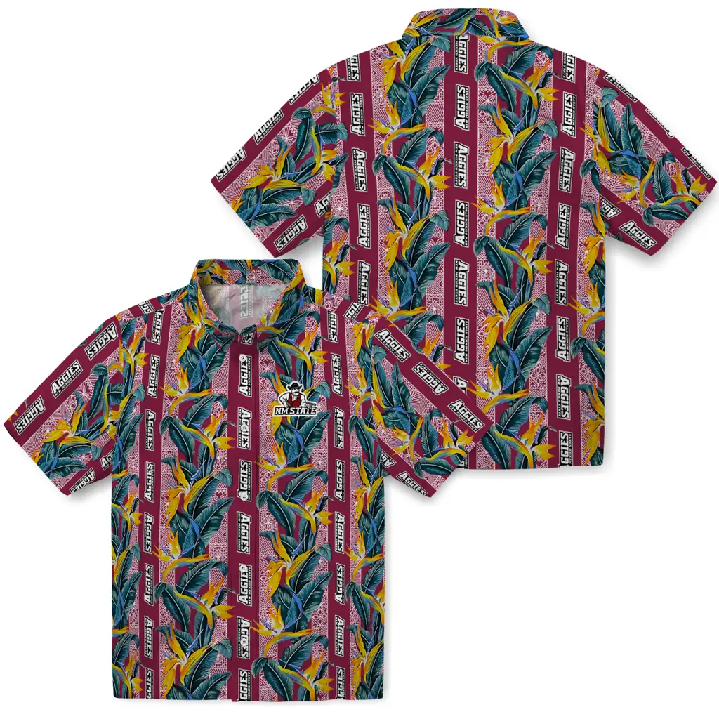 New Mexico State Aggies Hawaiian Shirt - Paradise Vines new mexico state aggies paradise vines crimson hawaiian shirts high quality