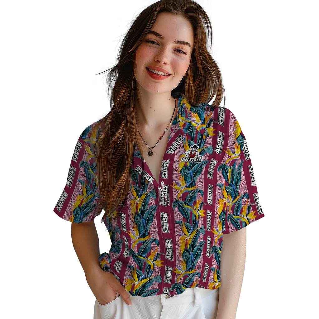 New Mexico State Aggies Hawaiian Shirt - Paradise Vines new mexico state aggies paradise vines crimson hawaiian shirts latest model