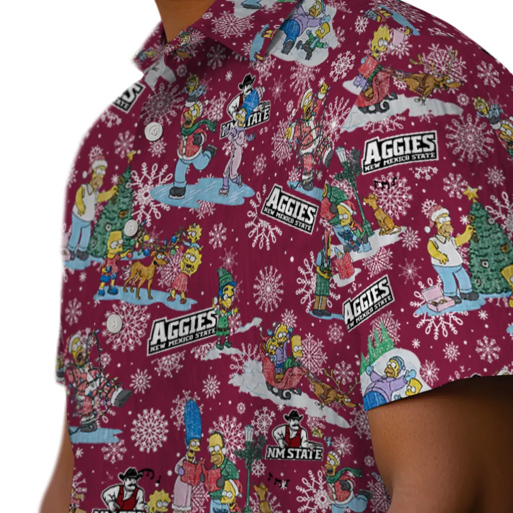 New Mexico State Aggies Hawaiian Shirt - Simpsons Christmas new mexico state aggies simpsons christmas crimson hawaiian shirts trendy