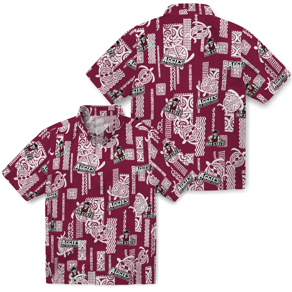 New Mexico State Aggies Hawaiian Shirt - Turtle Lines new mexico state aggies turtle lines crimson hawaiian shirts high quality