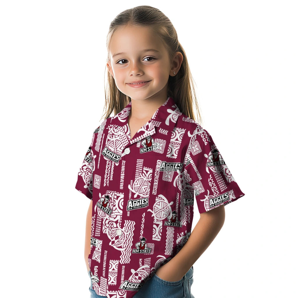 New Mexico State Aggies Hawaiian Shirt - Turtle Lines new mexico state aggies turtle lines crimson hawaiian shirts premium grade