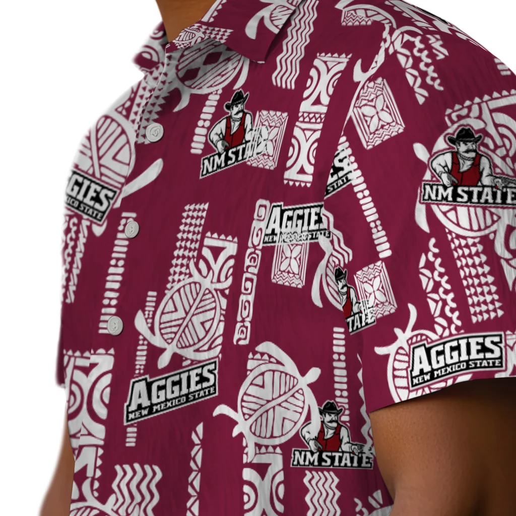 New Mexico State Aggies Hawaiian Shirt - Turtle Lines new mexico state aggies turtle lines crimson hawaiian shirts trendy