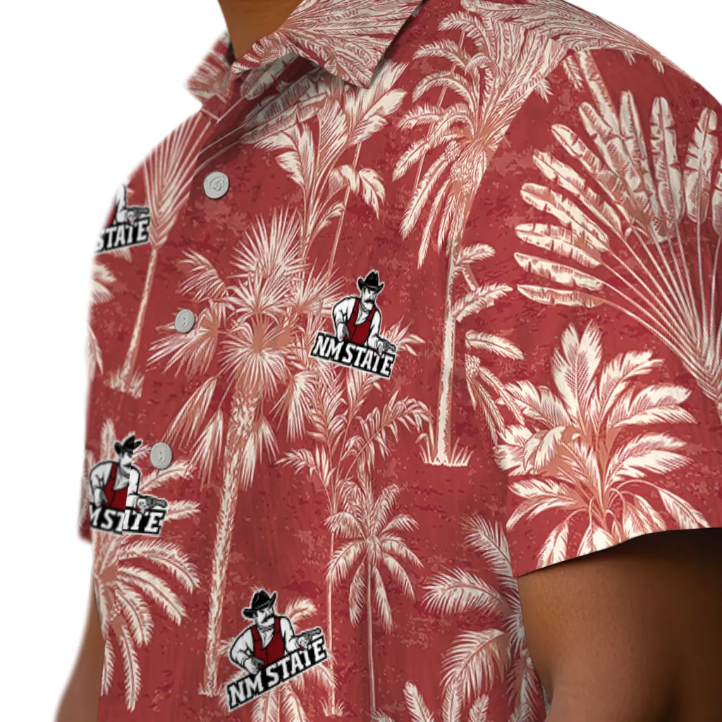 New Mexico State Aggies Hawaiian Shirt - Vintage Palm Tree new mexico state aggies palm shadows crimson hawaiian shirts trendy