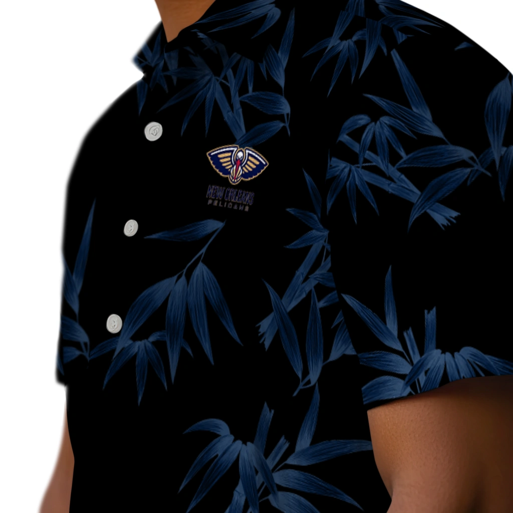 New Orleans Pelicans Hawaiian Shirt - Bamboo Branches new orleans pelicans bamboo branches navy black hawaiian shirts trendy