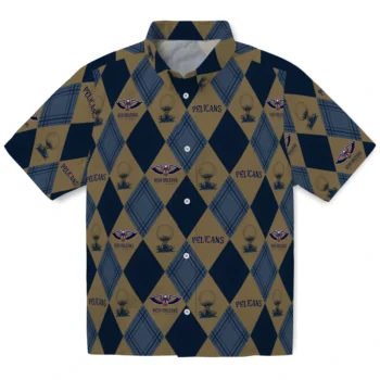 new orleans pelicans balloon plaid navy hawaiian shirts best selling