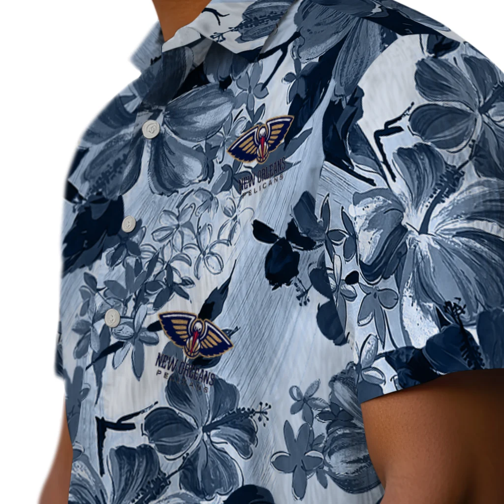 New Orleans Pelicans Hawaiian Shirt - Hibiscus Arrangement new orleans pelicans hibiscus arrangement navy hawaiian shirts trendy