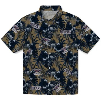 new orleans pelicans hibiscus exotic navy hawaiian shirts best selling