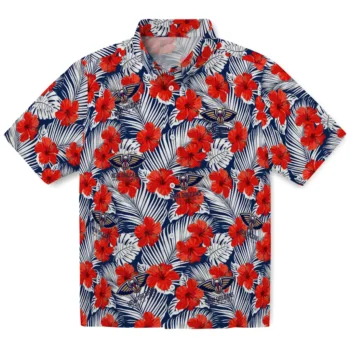 new orleans pelicans hibiscus fiesta red royal blue hawaiian shirts best selling