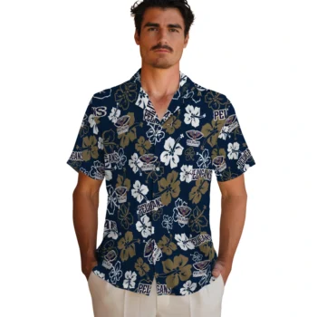 new orleans pelicans hibiscus bloom navy hawaiian shirts fashion forward