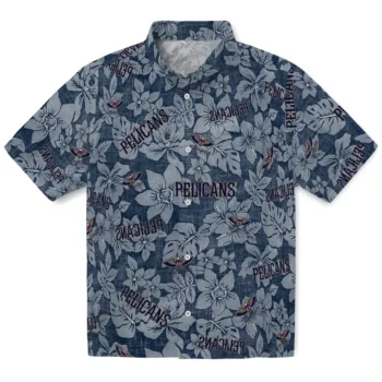 new orleans pelicans hibiscus oasis navy hawaiian shirts best selling