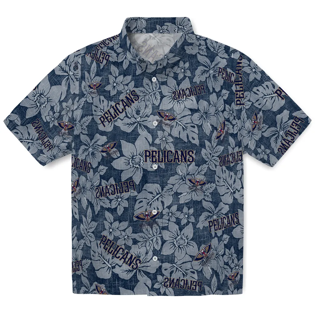 New Orleans Pelicans Hawaiian Shirt - Hibiscus Oasis new orleans pelicans hibiscus oasis navy hawaiian shirts best selling