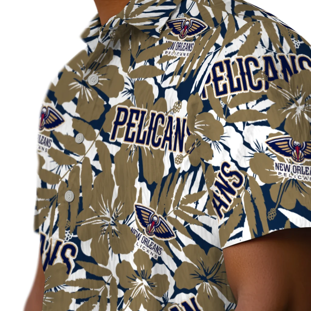 New Orleans Pelicans Hawaiian Shirt - Hibiscus Overlay new orleans pelicans hibiscus overlay hawaiian shirts trendy