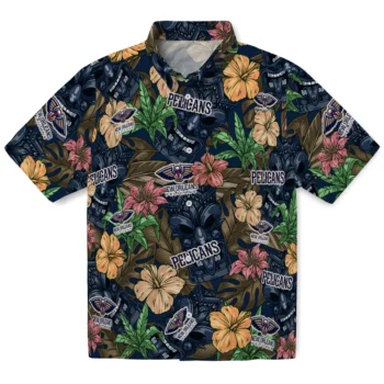 new orleans pelicans tiki jungle navy hawaiian shirts best selling