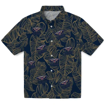 new orleans pelicans leaf outline navy hawaiian shirts best selling