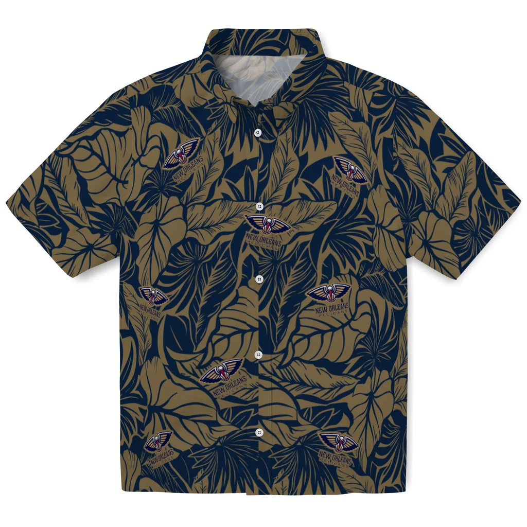 New Orleans Pelicans Hawaiian Shirt - Monstera Layer new orleans pelicans monstera layer navy hawaiian shirts best selling