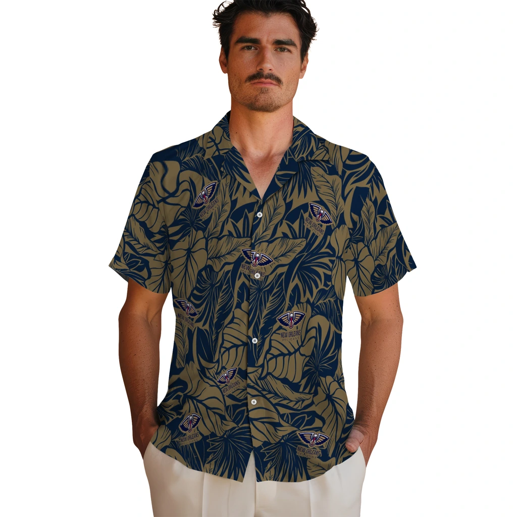 New Orleans Pelicans Hawaiian Shirt - Monstera Layer new orleans pelicans monstera layer navy hawaiian shirts fashion forward