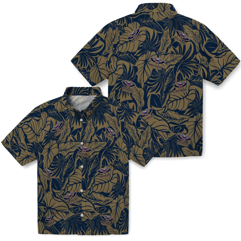 New Orleans Pelicans Hawaiian Shirt - Monstera Layer new orleans pelicans monstera layer navy hawaiian shirts high quality