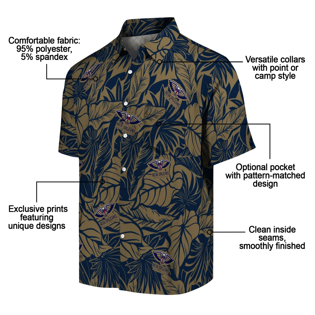New Orleans Pelicans Hawaiian Shirt - Monstera Layer new orleans pelicans monstera layer navy hawaiian shirts new arrival