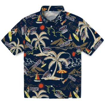 new orleans pelicans palm tree island navy hawaiian shirts best selling