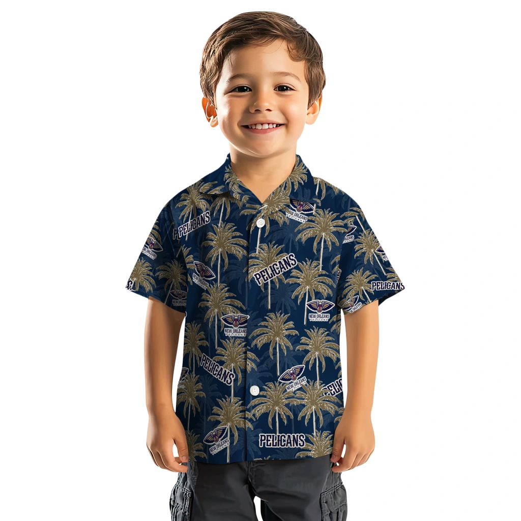 New Orleans Pelicans Hawaiian Shirt - Palm Tree Motif new orleans pelicans palm grove navy hawaiian shirts top rated
