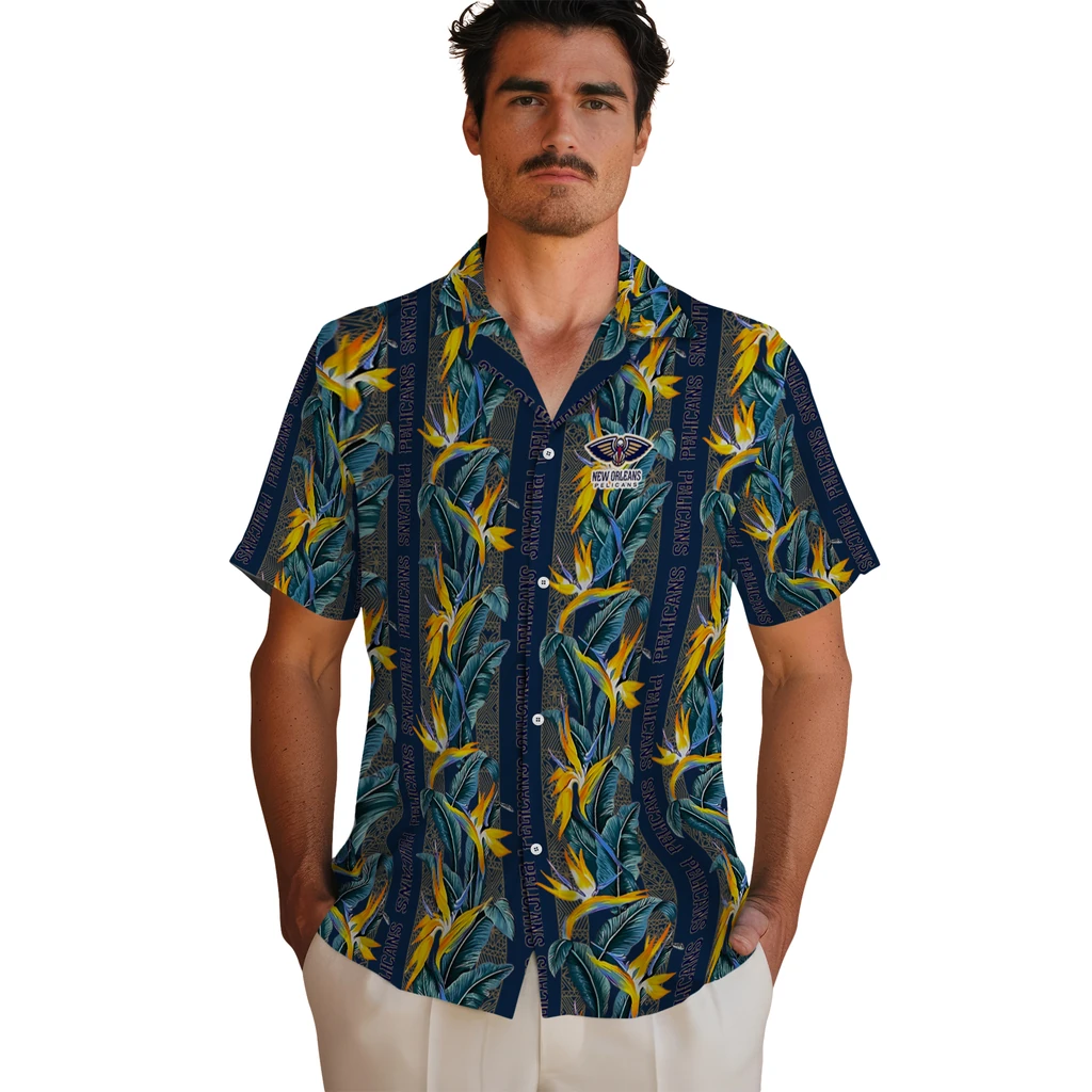 New Orleans Pelicans Hawaiian Shirt - Paradise Vines new orleans pelicans paradise vines navy hawaiian shirts fashion forward