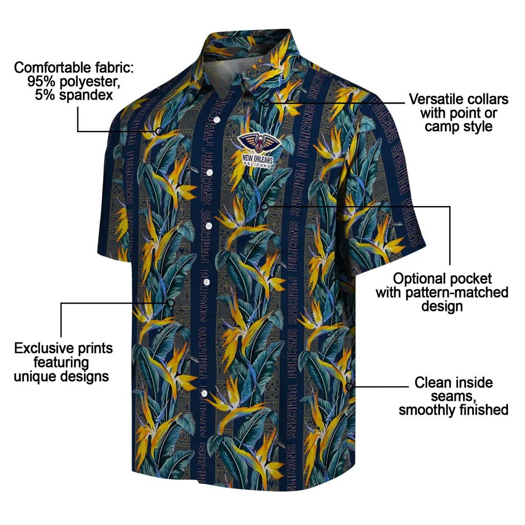 New Orleans Pelicans Hawaiian Shirt - Paradise Vines new orleans pelicans paradise vines navy hawaiian shirts new arrival