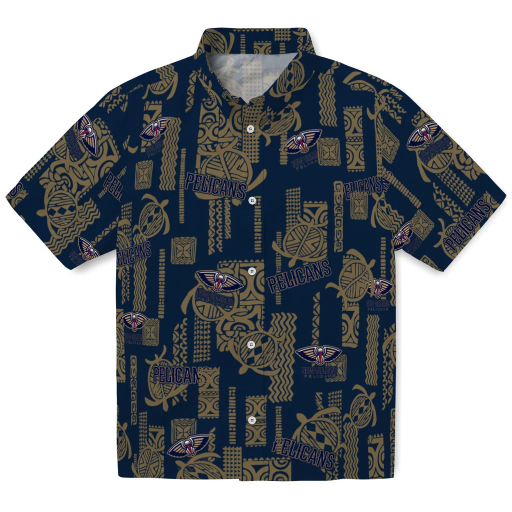 New Orleans Pelicans Hawaiian Shirt - Turtle Lines new orleans pelicans turtle lines navy hawaiian shirts best selling