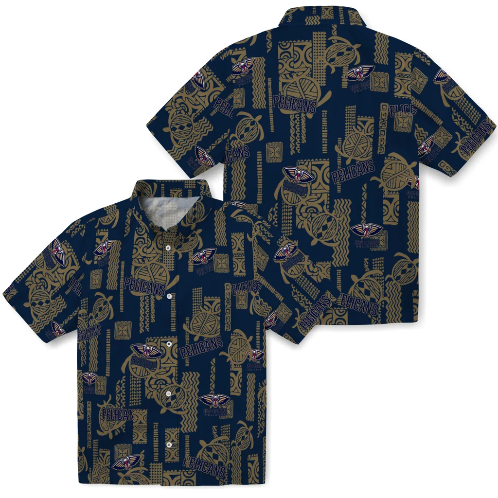 New Orleans Pelicans Hawaiian Shirt - Turtle Lines new orleans pelicans turtle lines navy hawaiian shirts high quality