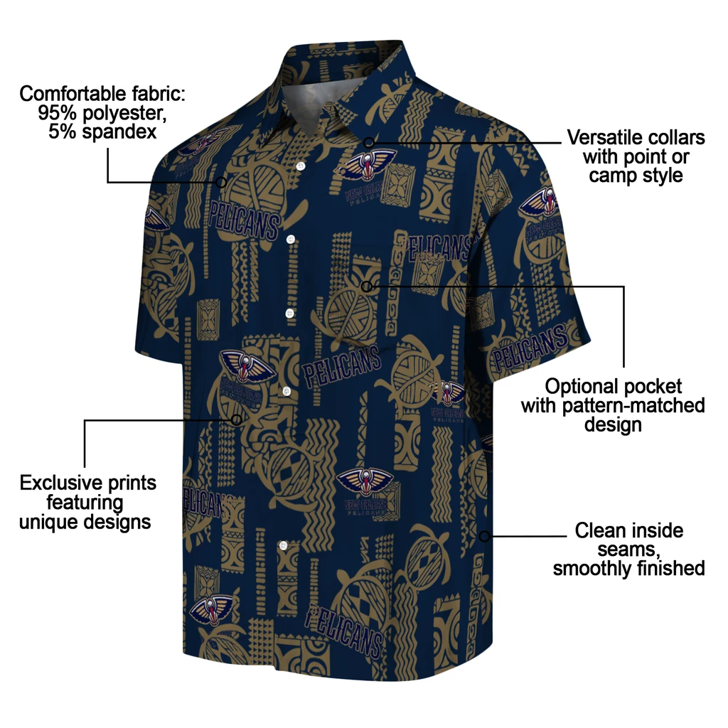 New Orleans Pelicans Hawaiian Shirt - Turtle Lines new orleans pelicans turtle lines navy hawaiian shirts new arrival