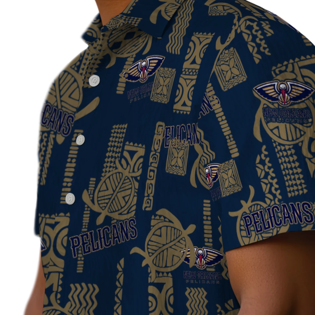 New Orleans Pelicans Hawaiian Shirt - Turtle Lines new orleans pelicans turtle lines navy hawaiian shirts trendy
