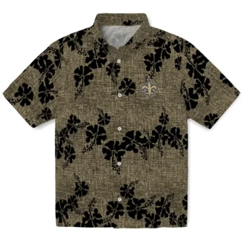 new orleans saints hibiscus petals gold hawaiian shirts best selling
