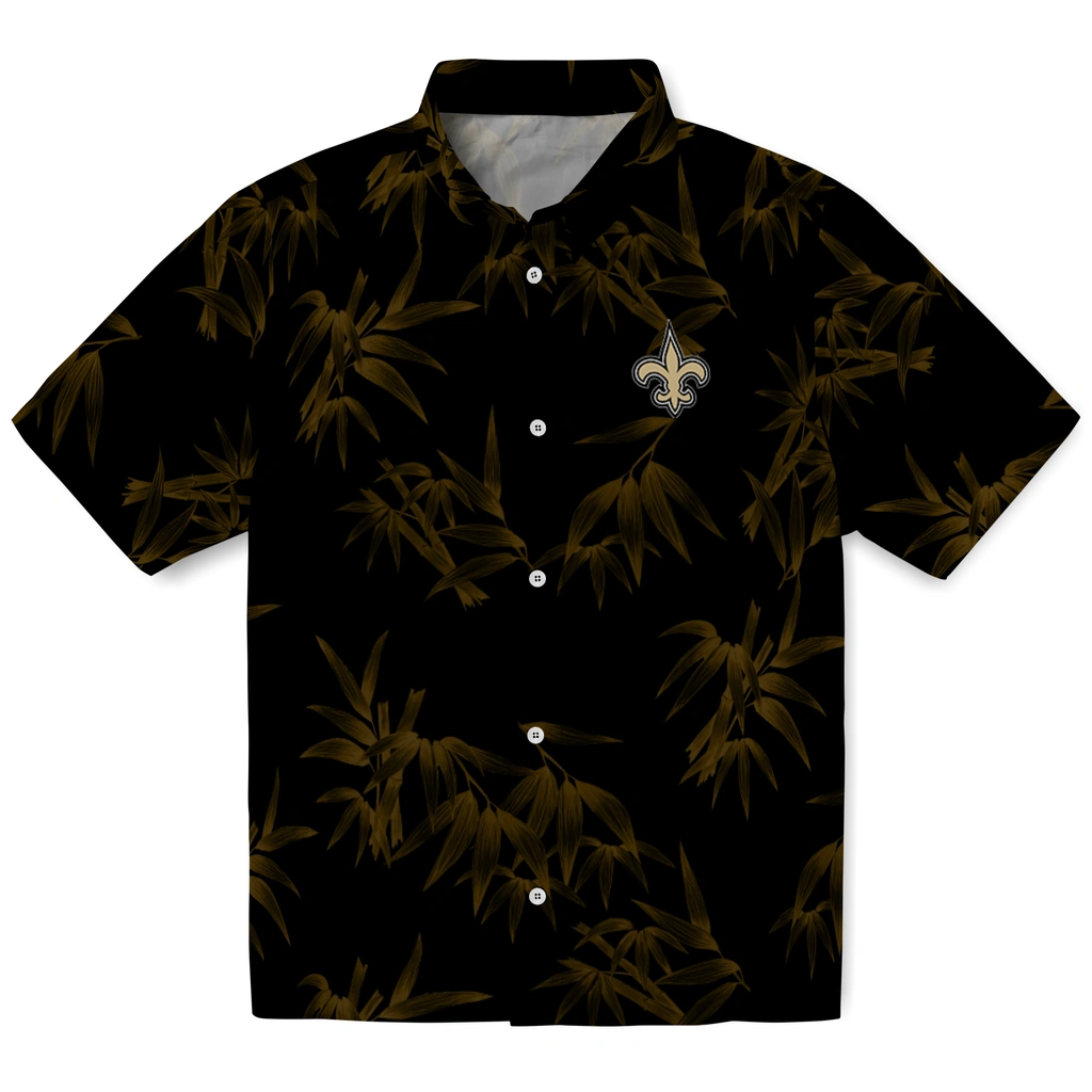 New Orleans Saints Hawaiian Shirt - Bamboo Branches new orleans saints bamboo branches gold black hawaiian shirts best selling