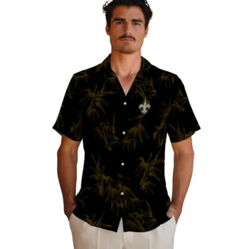 new orleans saints bamboo branches gold black hawaiian shirts fashion forward