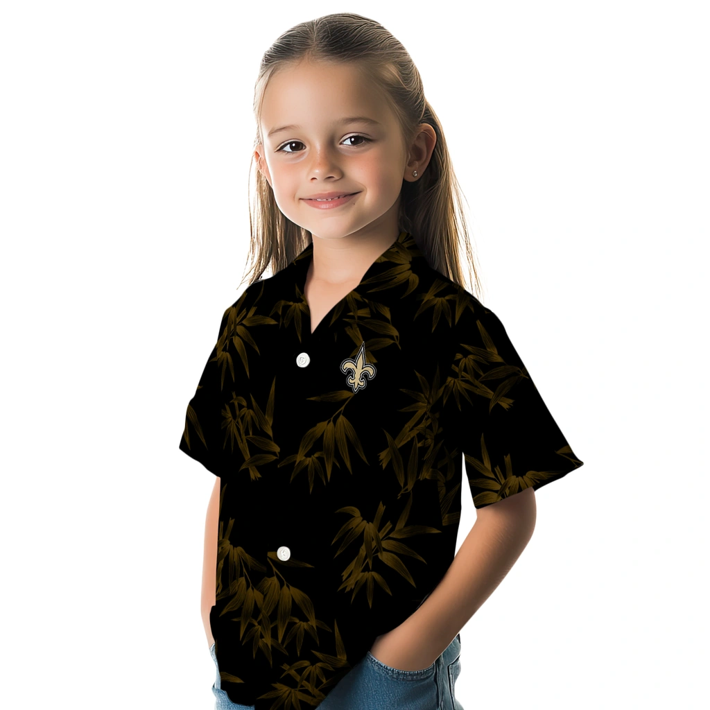 New Orleans Saints Hawaiian Shirt - Bamboo Branches new orleans saints bamboo branches gold black hawaiian shirts premium grade